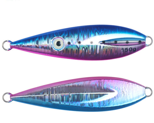Front and Back of Blue Lead Flat-Fall Jig - Nova