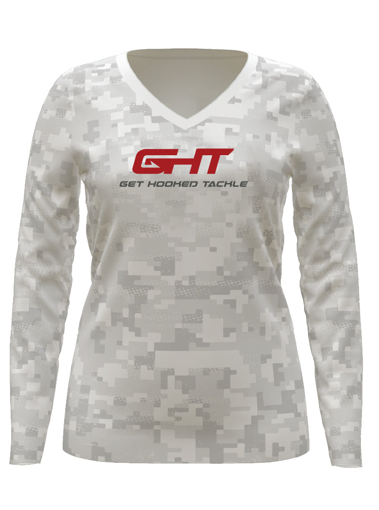 Women's GHT Aqua Digi SolarX Performance Fishing Shirt - White
