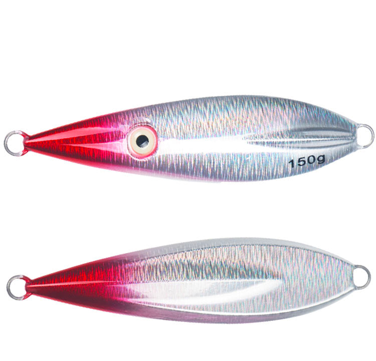 Front and Back of Silver Lead Flat-Fall Jig - Nova