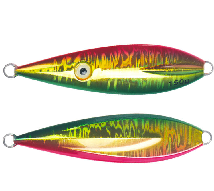 Front and Back of Gold Lead Flat-Fall Jig - Nova 