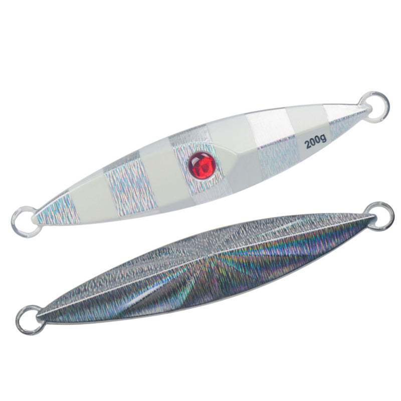 Front and Back of Silver Offshore Lead Slow Pitch Jig - Ula