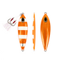 Front, Side and Back of Orange Slow Pitch Flat - Fall Jig - PHATTY